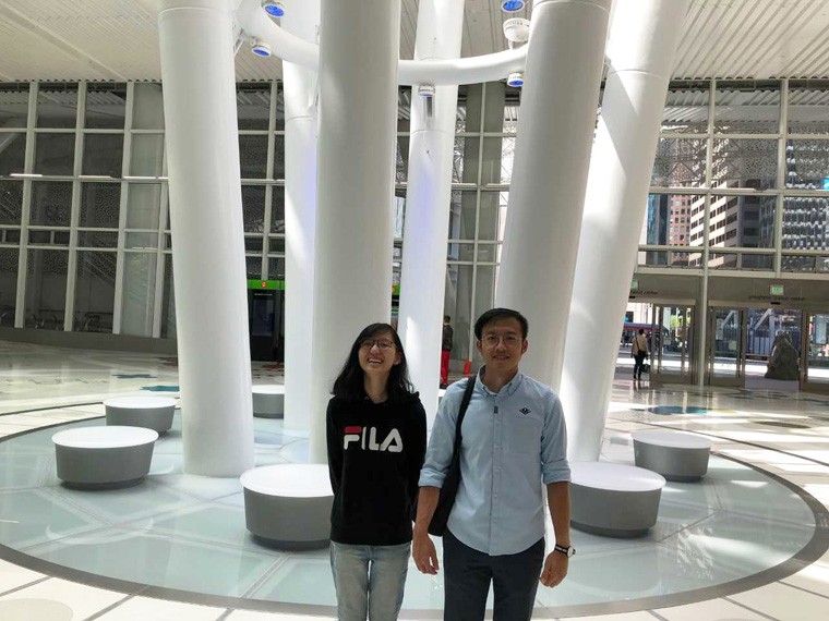 Yuxuan (Left) and Houzhou (Right) at the new Transbay Center 